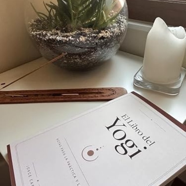 El libro del Yogi junto a una planta e incienso